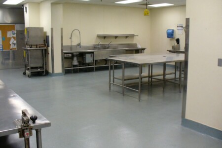 Gray Resinous Flooring in industrial kitchen setting