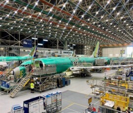 Resinous flooring job in Boeing Renton 737 factory. (Image courtesy of Aerospace Digest.) Resinous flooring job in Boeing Renton 737 factory. (Image courtesy of Aerospace Digest.)