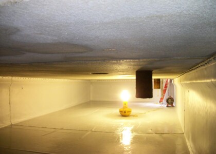 A tank lining in confined space