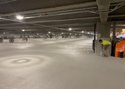 Completed waterproofing of parking deck level