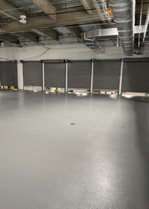 Waterproofed floor of warehouse receiving area