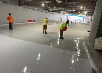 Applying industrial waterproofing in parking deck