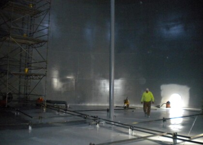Interior lining of large industrial tank