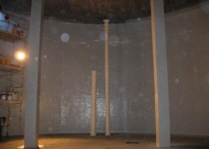 View of interior tank after tank lining application