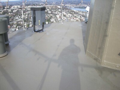 cold liquid applied seamless elastomeric roof coating on an observation deck in Washington