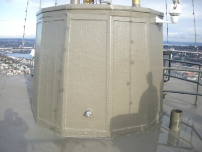 Application of our roof coating system extends onto the utility area.